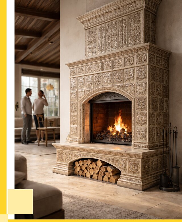 Купить изразцовый камин в Кореновске от 259100 р. | ЭриданКнв