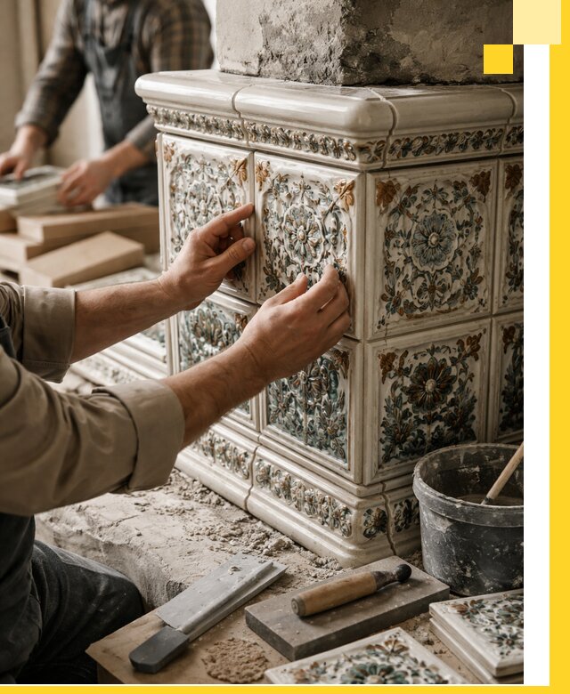 Изразцовые камины под ключ в Кореновске: проект и монтаж