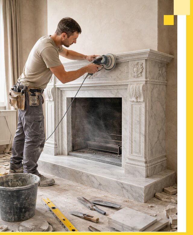 Изготовление и установка мраморных каминов в Кореновске под ключ