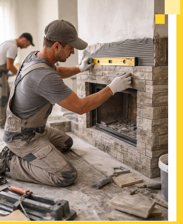 Облицовка каминов в Кореновске, монтаж и отделка натуральным камнем