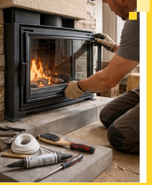 Производство, монтаж и доставка каминов со стеклом в Кореновске