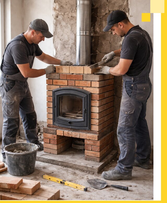 Монтаж печи камина под ключ в Кореновске с гарантией и пусконаладкой