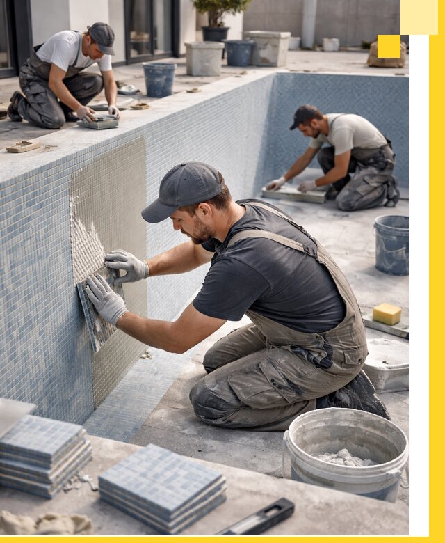 Облицовка бассейнов в Кореновске плитка мозаика гидроизоляция