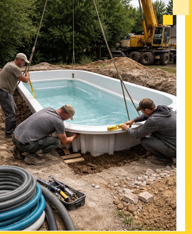 Установка и монтаж композитных бассейнов под ключ в Кореновске