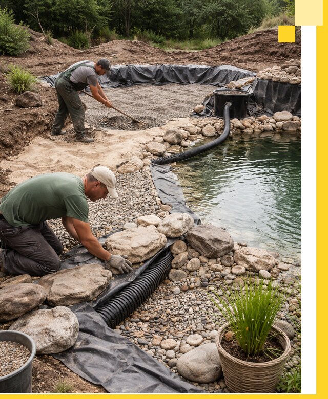 Строительство природных бассейнов и озер в Кореновске под ключ