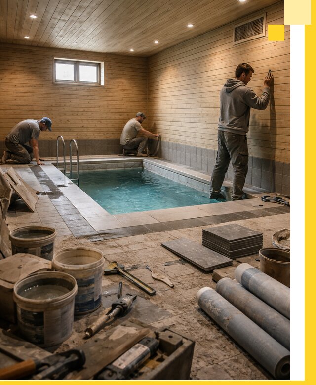 Строительство бани с бассейном и сауной под ключ в Кореновске