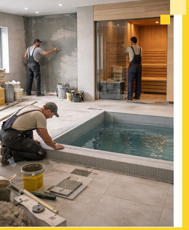 Проектирование и строительство сауны с бассейном в Кореновске