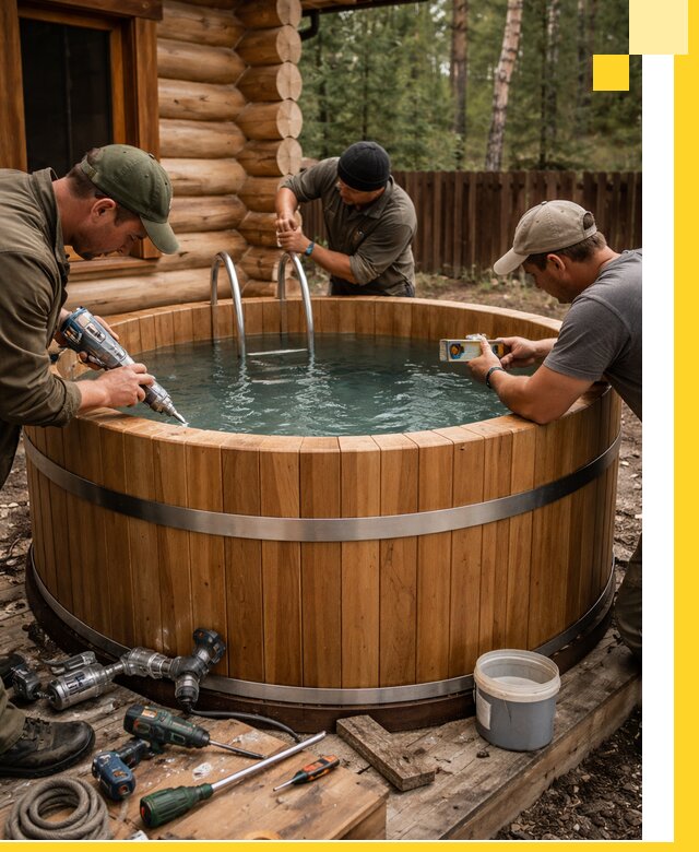 Строительство бань с купелью под ключ и отделкой в Кореновске