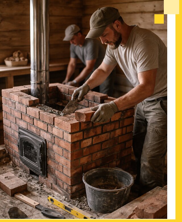 Кирпичные печи для бани под ключ в Кореновске, проект и монтаж