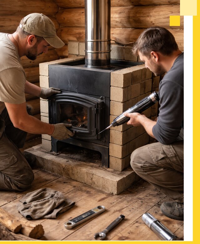 Монтаж и установка печи в бане под ключ с гарантией в Кореновске