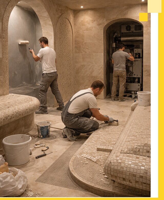 Строительство бани с хамамом и бассейном под ключ в Кореновске