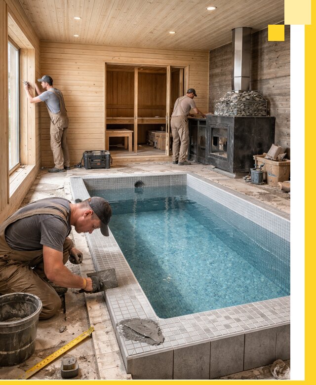 Проект бани с бассейном и сауной в Кореновске под ключ