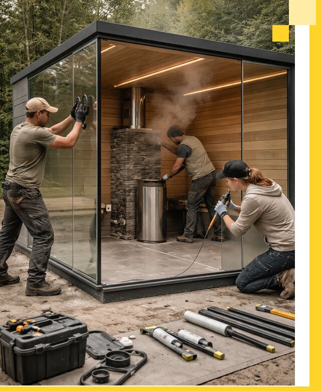 Проектирование и строительство стеклянных бань в Кореновске