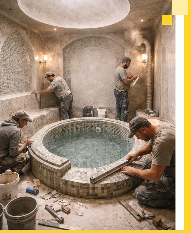 Профессиональное строительство хамама с бассейном в Кореновске под ключ