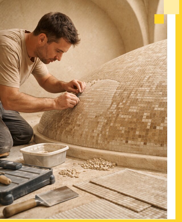 Профессиональная укладка мозаики для хамама под ключ в Кореновске