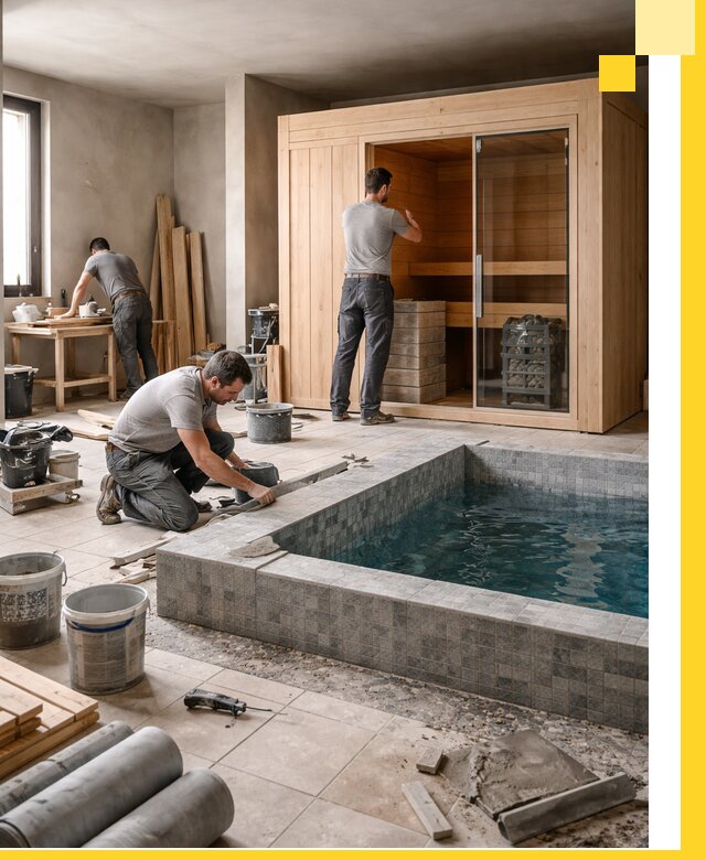 SPA зоны под ключ с бассейном сауной и печью в Кореновске